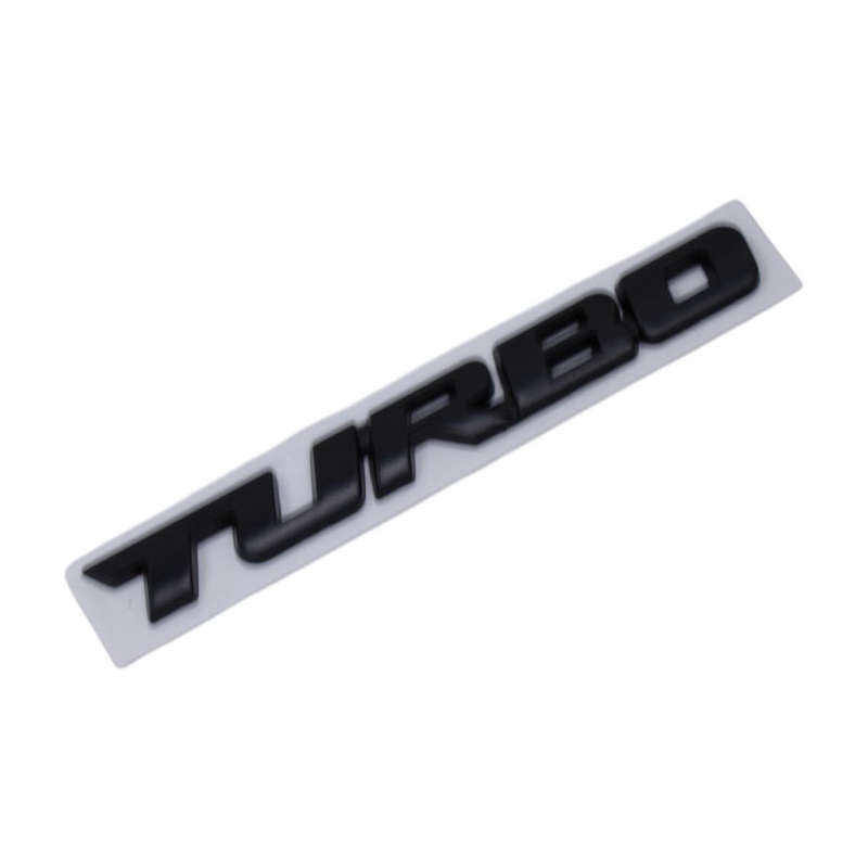 3D Raised "Turbo" Sticker Badge (Matt Black) 12x1.5cm