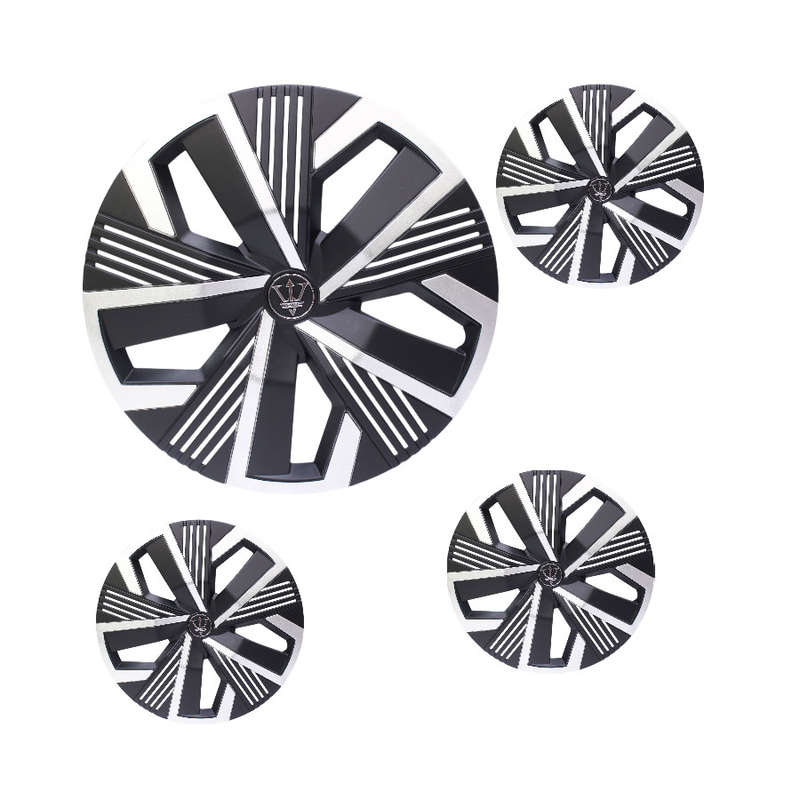 15" EVD Design Matt Black with Silver Stripe Design Wheel Caps (set of 4)
