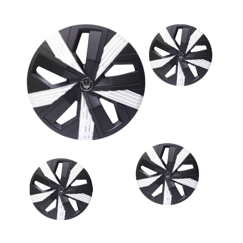 15" EVD Design Matt Black &amp; Silver Design Wheel Caps (set of 4)