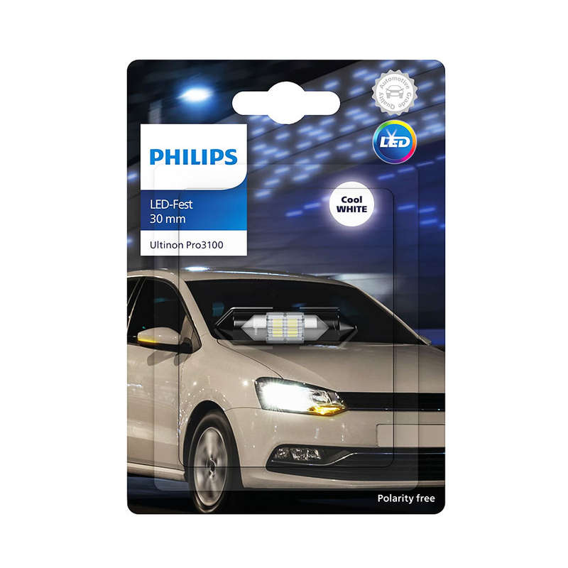 Philips Ultinon Pro3100 Festoon 30mm 12v 0.6w Cool white bulb