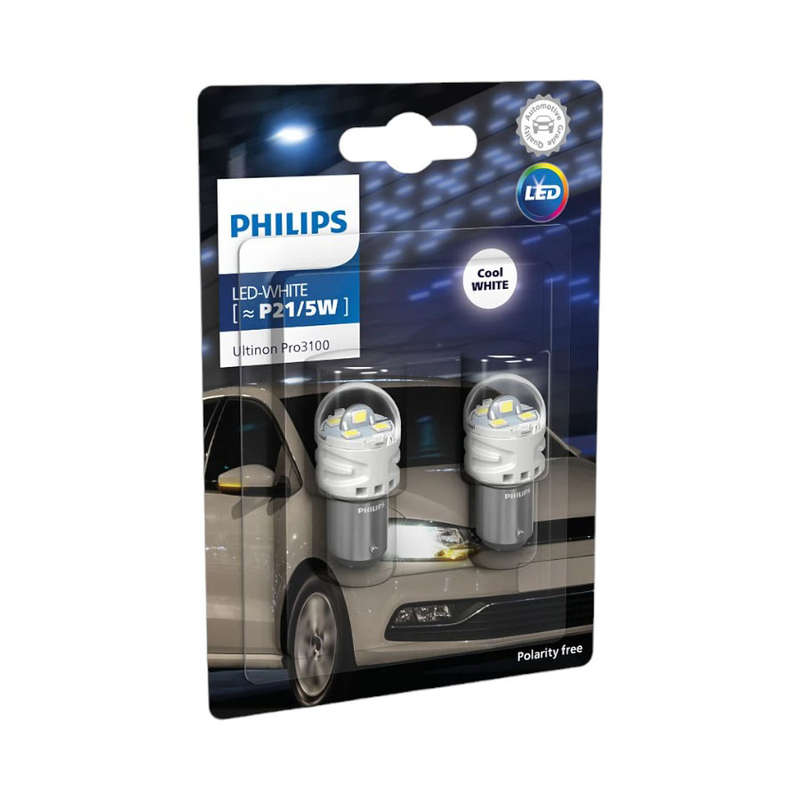 Philips P21/5w LED Ultinon Pro3100 Cool White Bulbs (double contact)