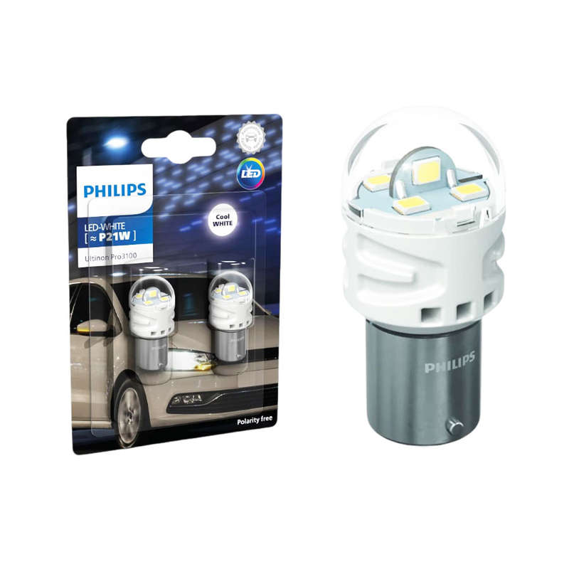 Philips P21/5w LED Ultinon Pro3100 Cool White Bulbs (double contact)