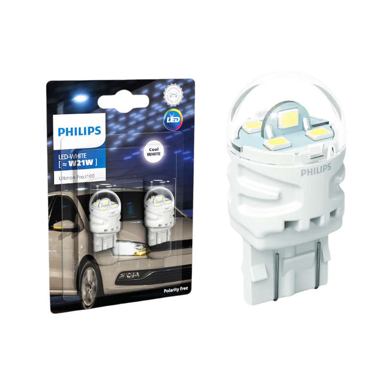 Philips Ultinon Pro3100 W21W Wedge Cool White LED Bulbs