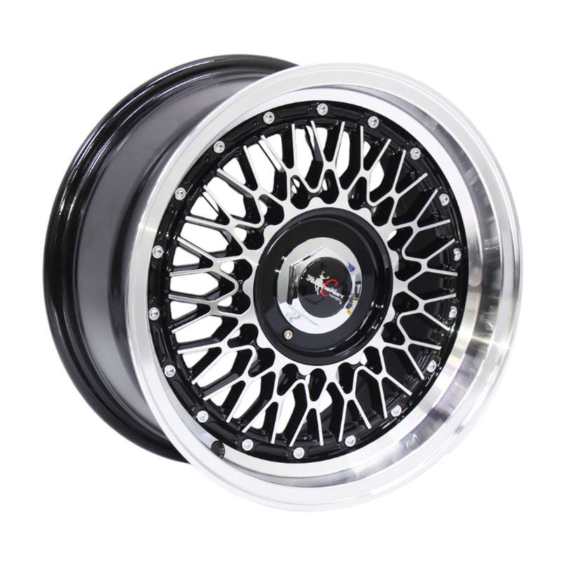 15" Racing Hart Essex 4/100 &amp; 4/108 Black Machine Face Alloy Wheels