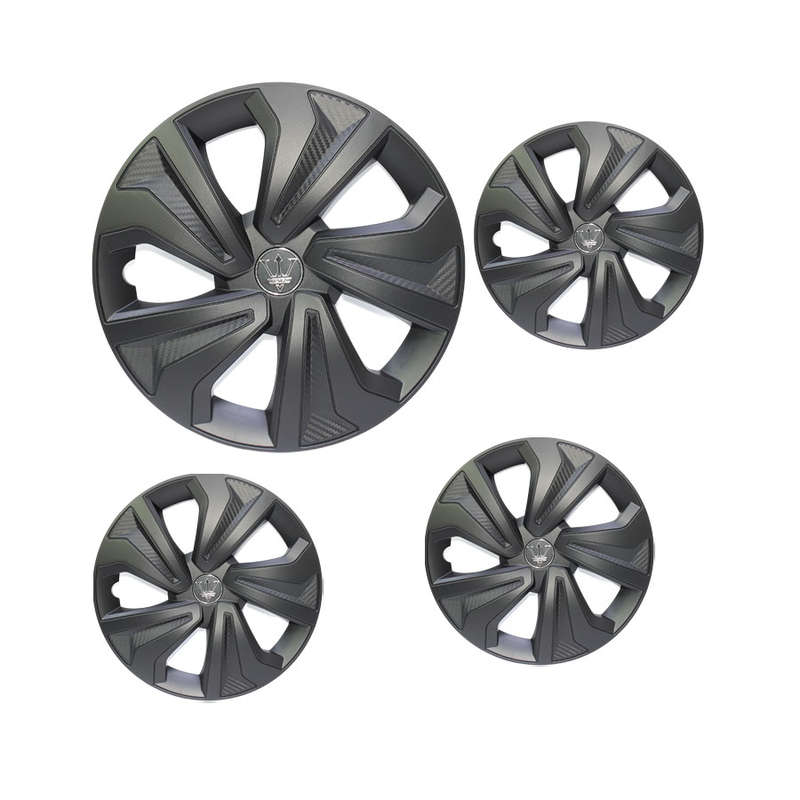 13" Matt Black &amp; Carbon Finish Wheel Caps (set of 4)
