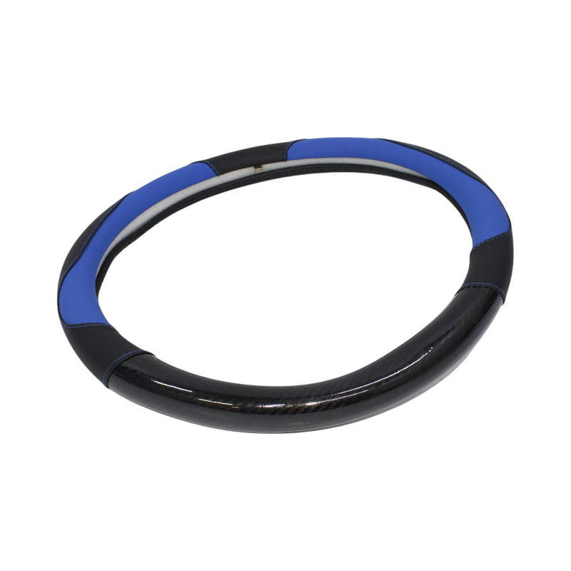 NR Racing Black, Blue &amp; Carbon Fibre Trim Steering Wheel Cover (38cm)
