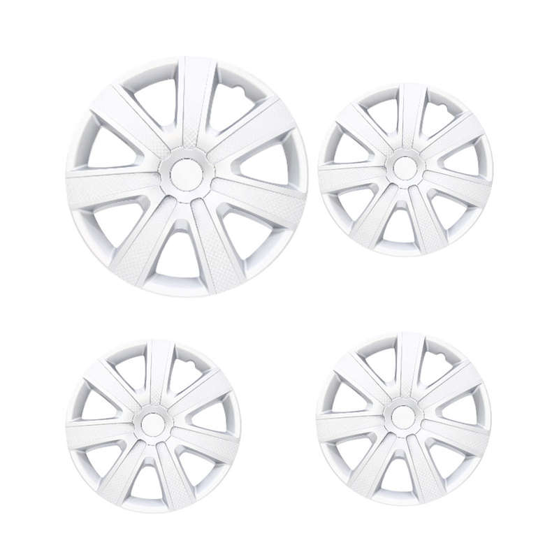 14" Satin Silver Carbon Fibre Trim Wheel Cap Covers (set of 4)