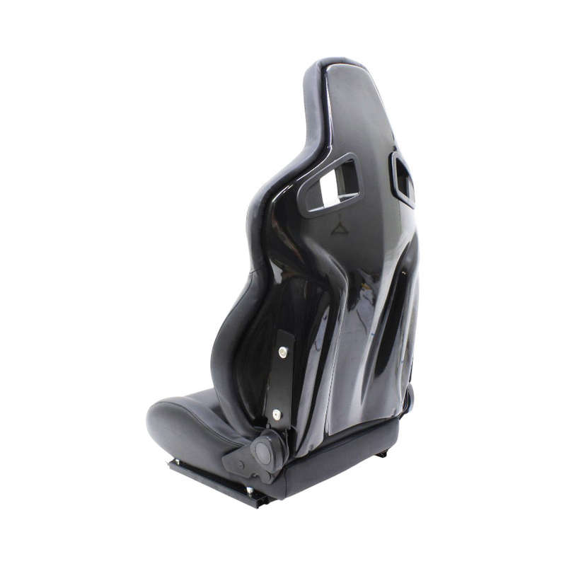 Evo Reclinable Black PU Leather &amp; Suede with Gloss Black Hardshell Back (pair)