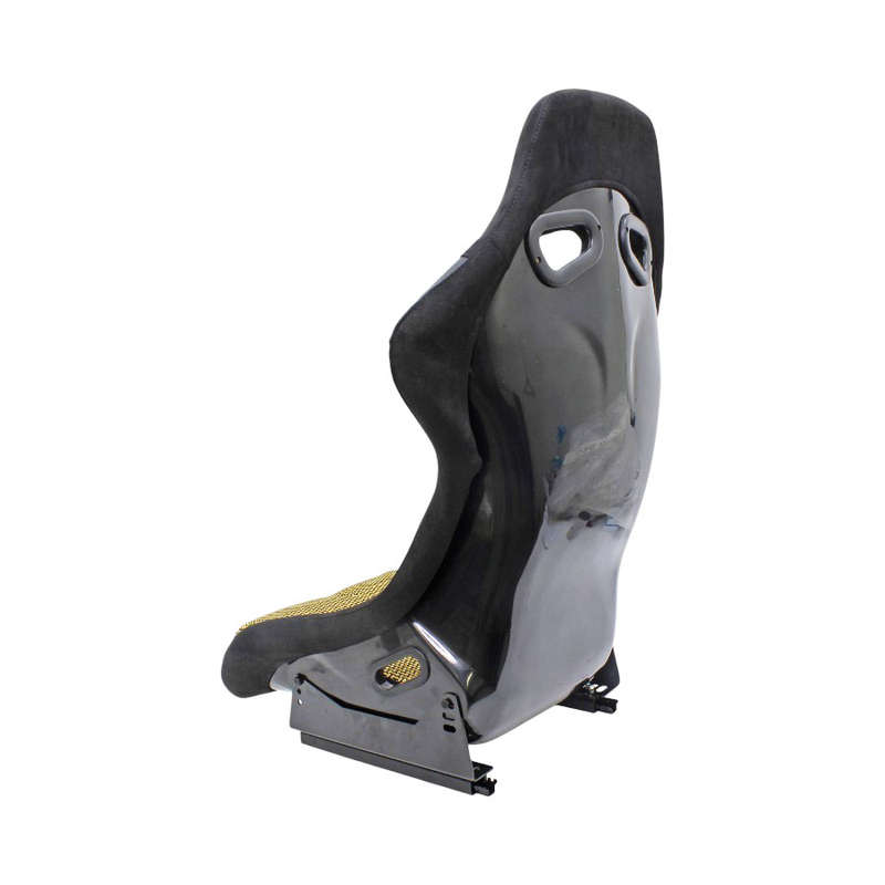 Evo Bucket Non Reclinable Black &amp; Yellow with Gloss Black Backing Retro Design Racing Seats (...