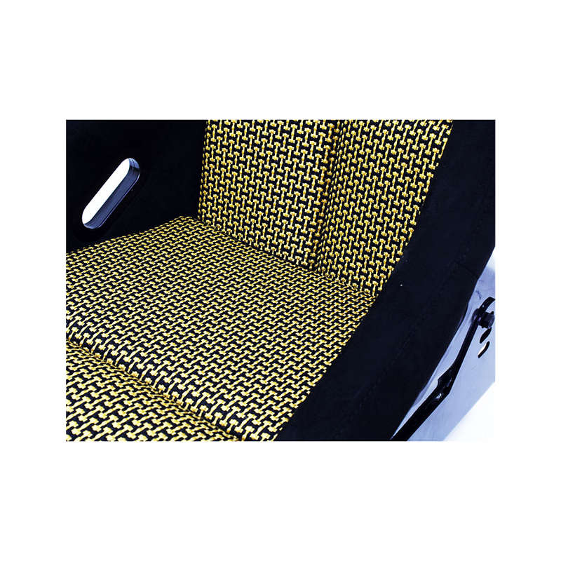 Evo Bucket Non Reclinable Black &amp; Yellow with Gloss Black Backing Retro Design Racing Seats (...