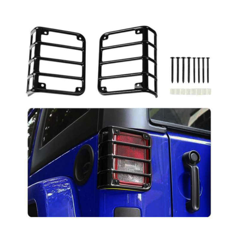 Black Tailight Protector Guards for Jeep Wrangler 2007-2017 (pair)