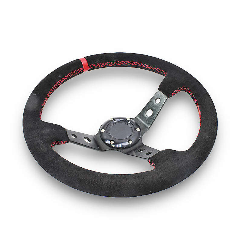 GripForge Concave Black &amp; Red Drift Suede Steering Wheel (350mm)