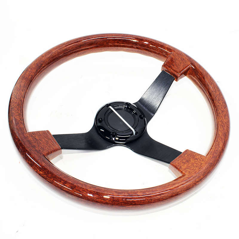GripForge Dark Woodgrain Steering Wheel with Black Spokes - 380mm