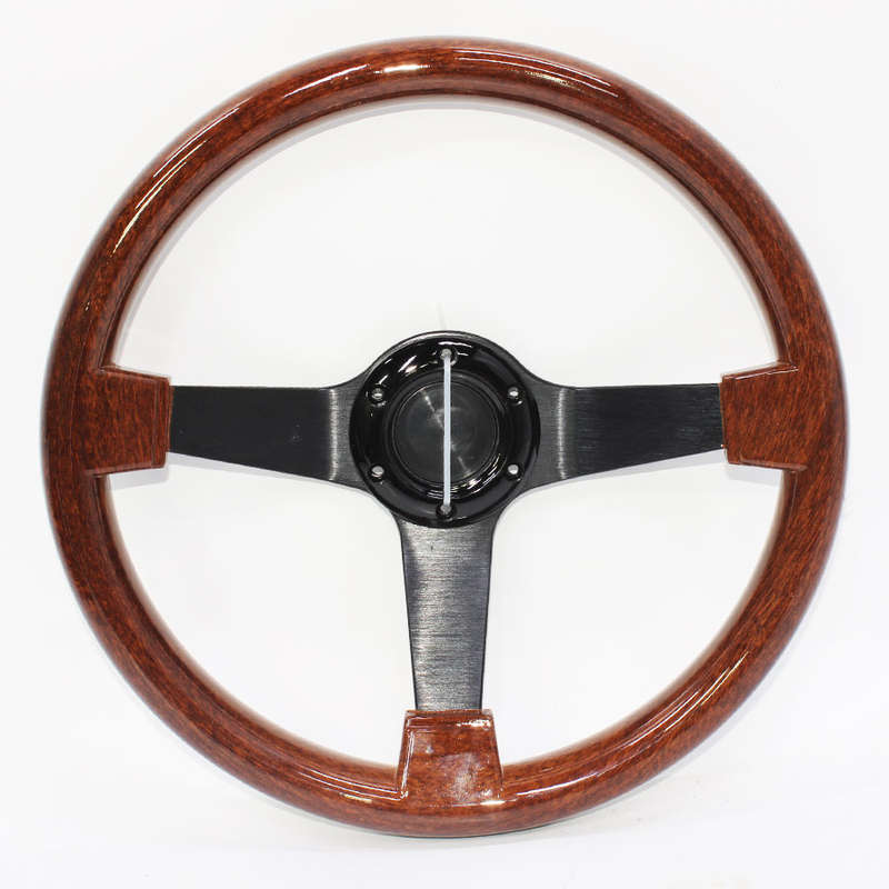 GripForge Dark Woodgrain Steering Wheel with Black Spokes - 380mm