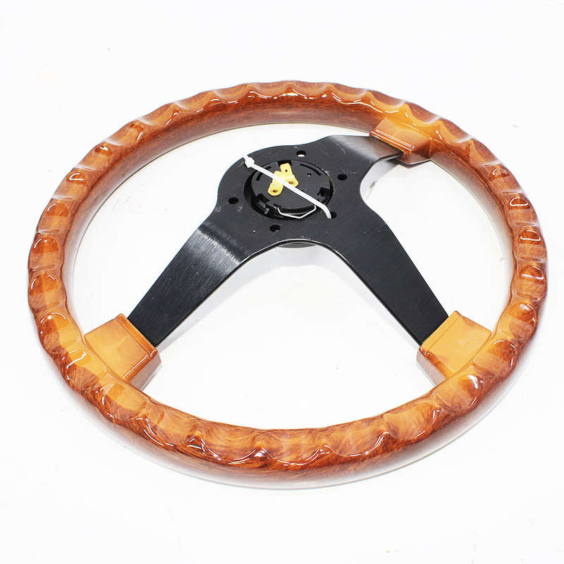 GripForge Dark Woodgrain Steering Wheel with Black Spokes - 380mm