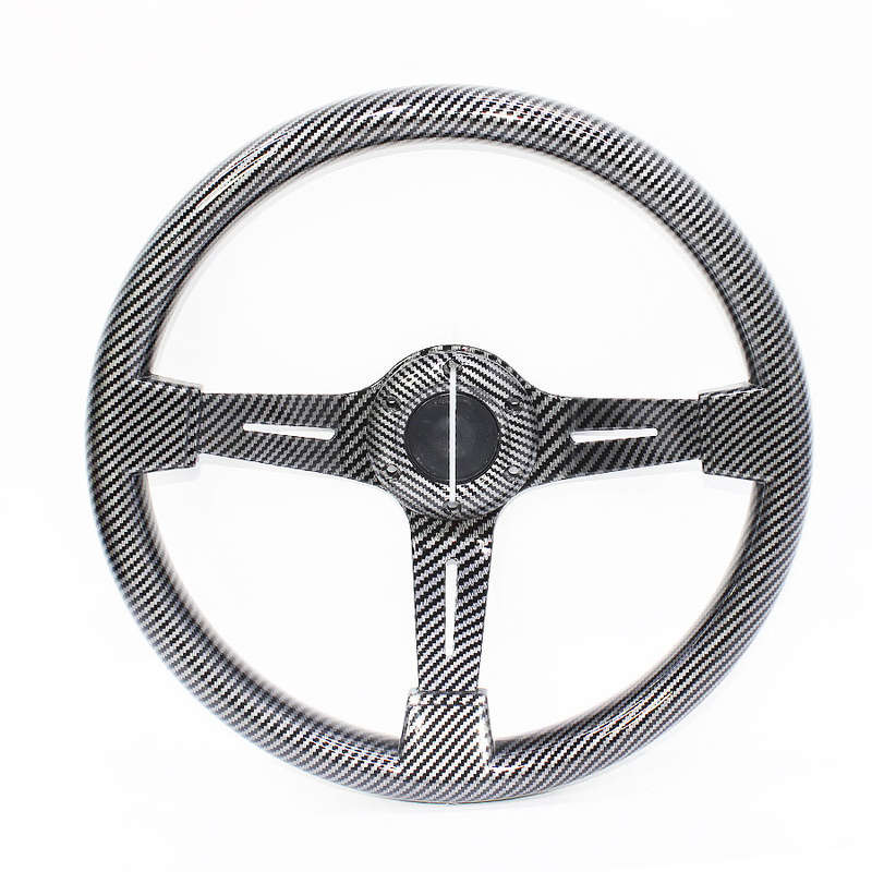 GripForge Drifting Carbon Fibre Black &amp; Grey Sport Steering Wheel - 380mm