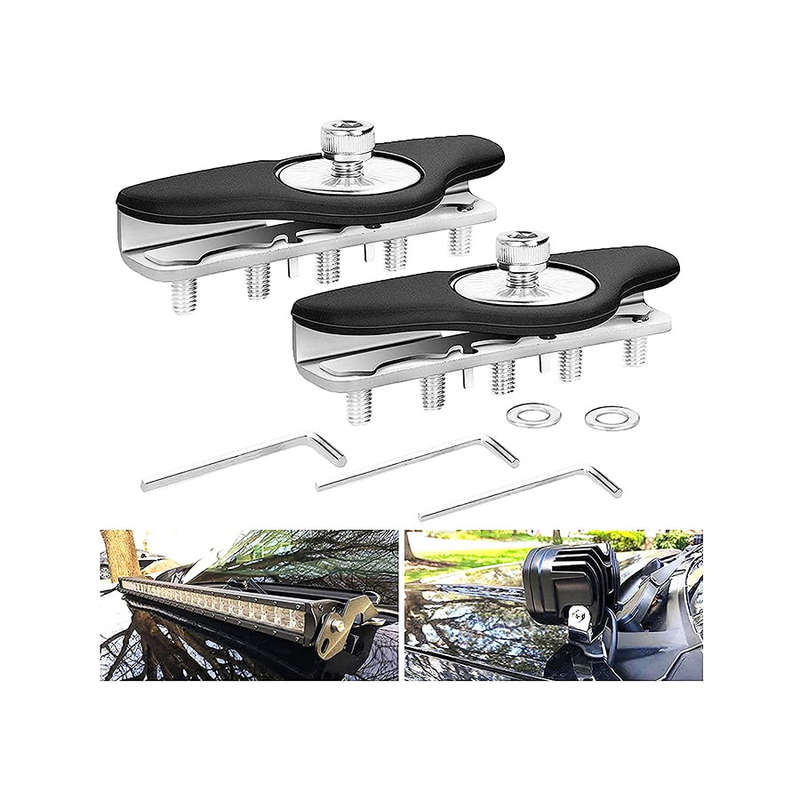 Universal LED Light Bar Mounting Brackets  No-Drill Stainless Steel Mount Clamps (2pc)