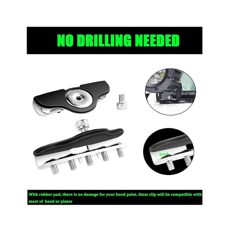 Universal LED Light Bar Mounting Brackets  No-Drill Stainless Steel Mount Clamps (2pc)
