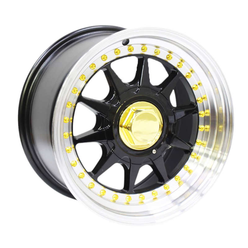 15" CW ZAR6 4/5/100 Black with Polished Lip Alloy Wheels