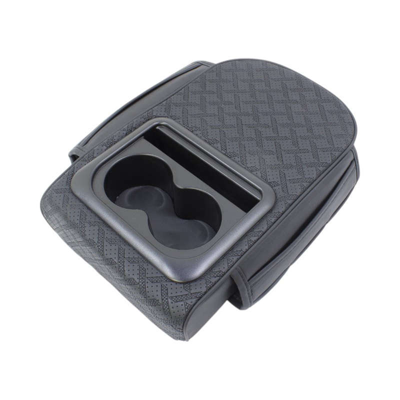 Universal Padded Armrest Add-on with Cupholders &amp; storage (fits over existing armrest) - Black
