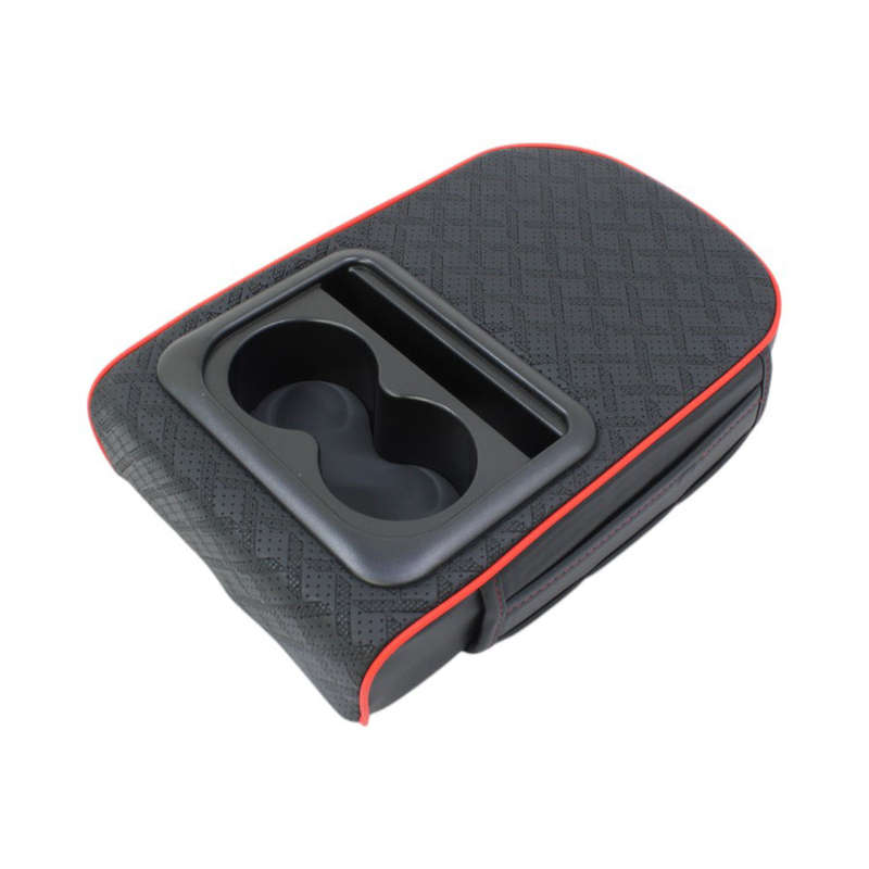 Universal Padded Armrest Add-on with Cupholders &amp; storage (fits over existing armrest) - Blac...
