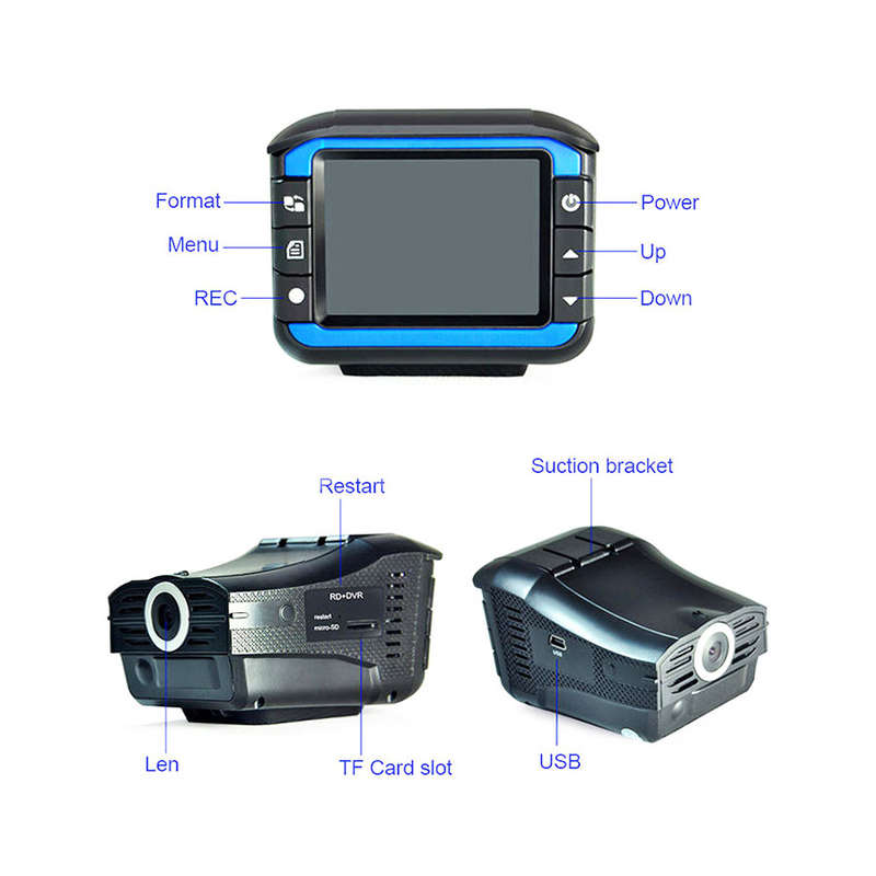 2-in-1 Radar Detector &amp; 720p HD Dash Cam with 360° Coverage