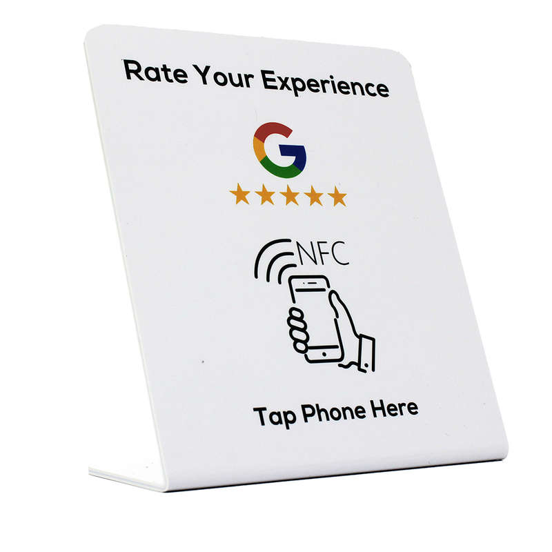 Google Review NFC Table Top Display Tap &amp; Review Stand (White Edition)14X12 CM
