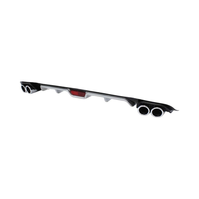 Universal Gloss Silver Rear Diffuser with Brakelight &amp; Double Sided Twin-Pipes
