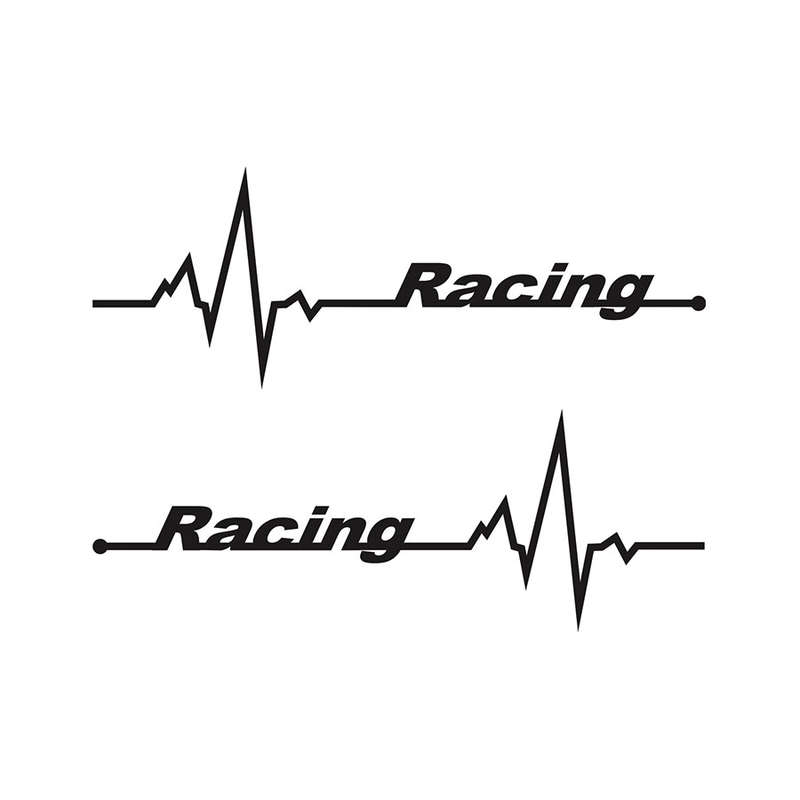 Vinyl Sticker with Racing Heartbeat Design (Black)