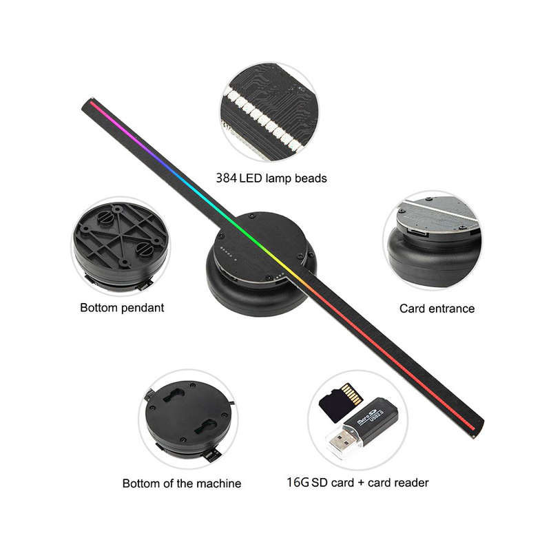 42cm High-Resolution 3D Hologram Projector Fan with 1024*1024 Pixels and 384 LEDs for Advertising...