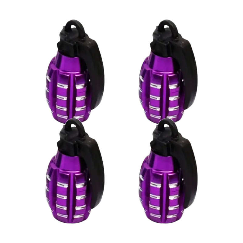 Novelty Tyre Valve Cap with Grenade Design (Purple)