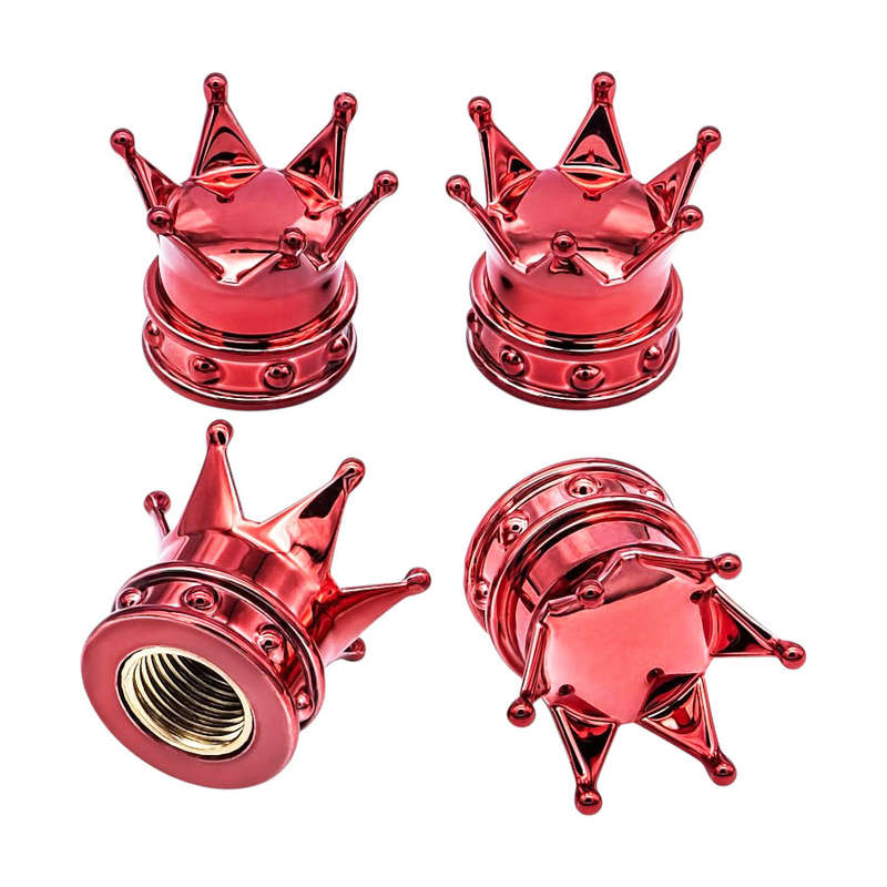Novelty Tyre Valve Cap with Crown Design (Red)
