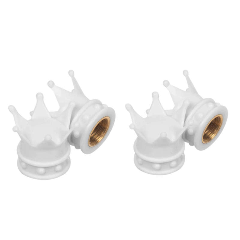 Novelty Tyre Valve Cap with Crown Design (White)