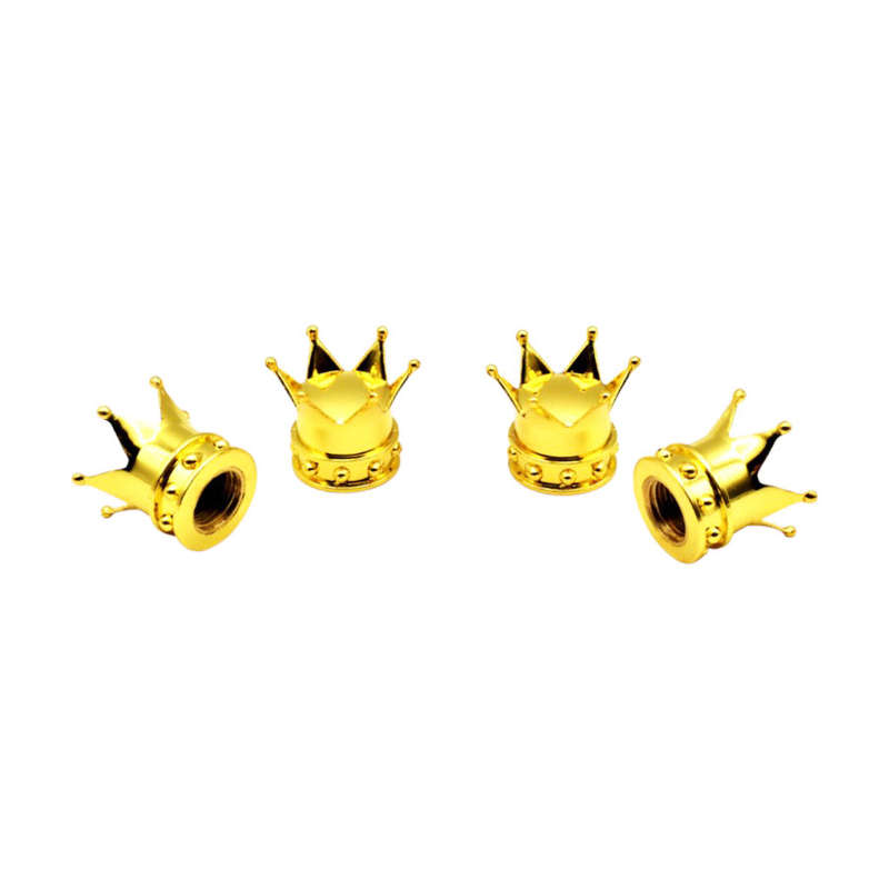 Novelty Tyre Valve Cap with Crown Design (Gold)