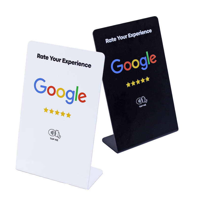 Google Review NFC Table Top Display Tap &amp; Review Stand (XL White Edition)19X12cm