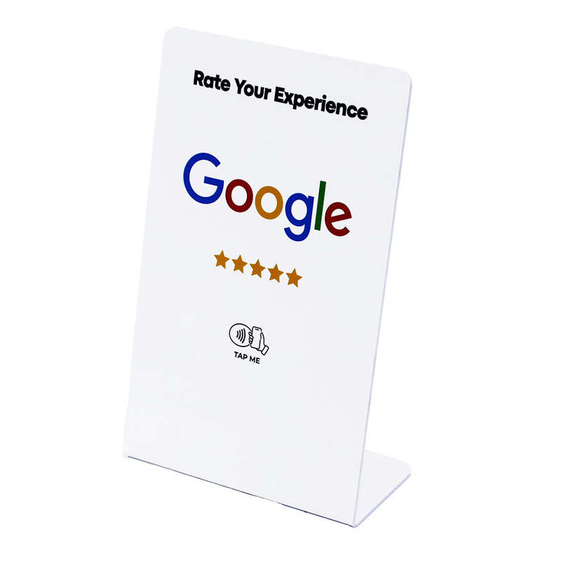 Google Review NFC Table Top Display Tap &amp; Review Stand (XL White Edition)19X12cm