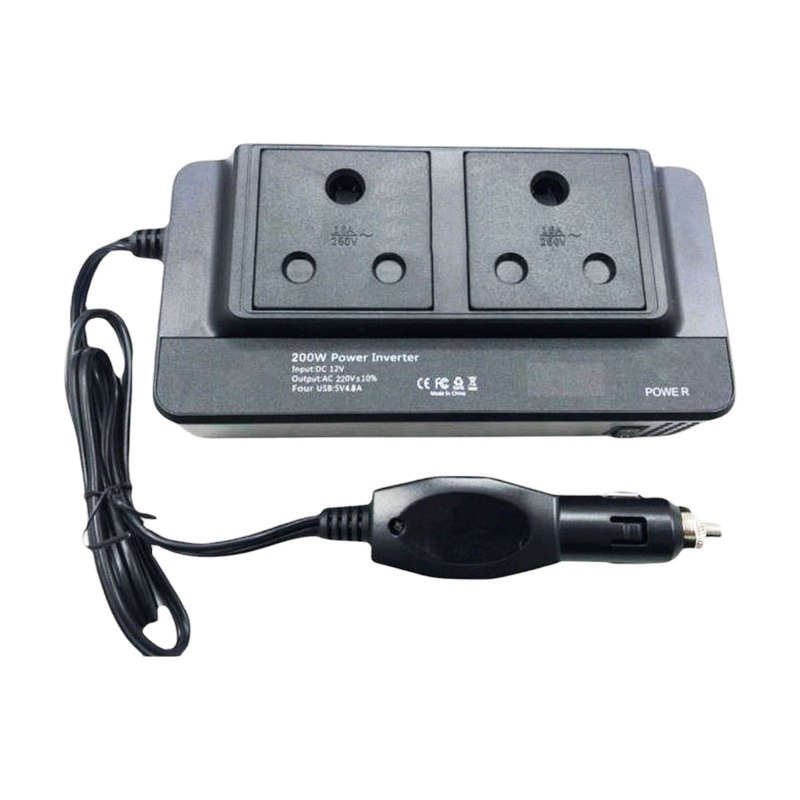200W Car Power Inverter 12V to 220V with 4 USB Ports &amp; South African Plugs