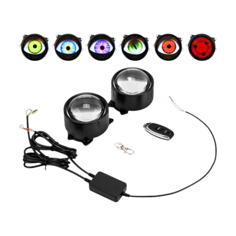 3Inch LED Dynamic Devil Eyes Light 6 Modes 12V Headlight Retrofit Remote Control