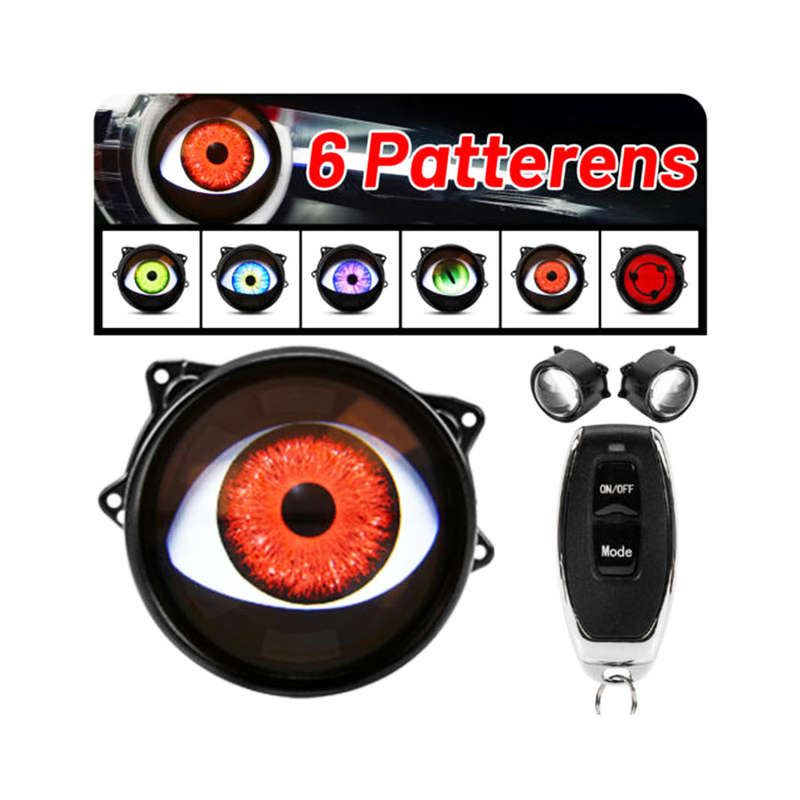 3Inch LED Dynamic Devil Eyes Light 6 Modes 12V Headlight Retrofit Remote Control