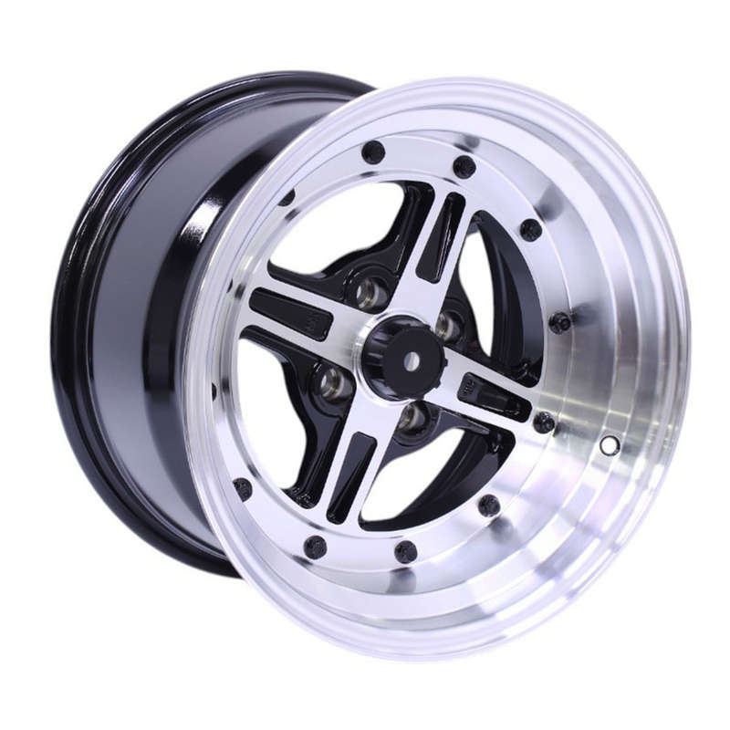 15" ZAR2405-003 4/100 Narrow &amp; Wide Black Face Lip Alloy Wheels