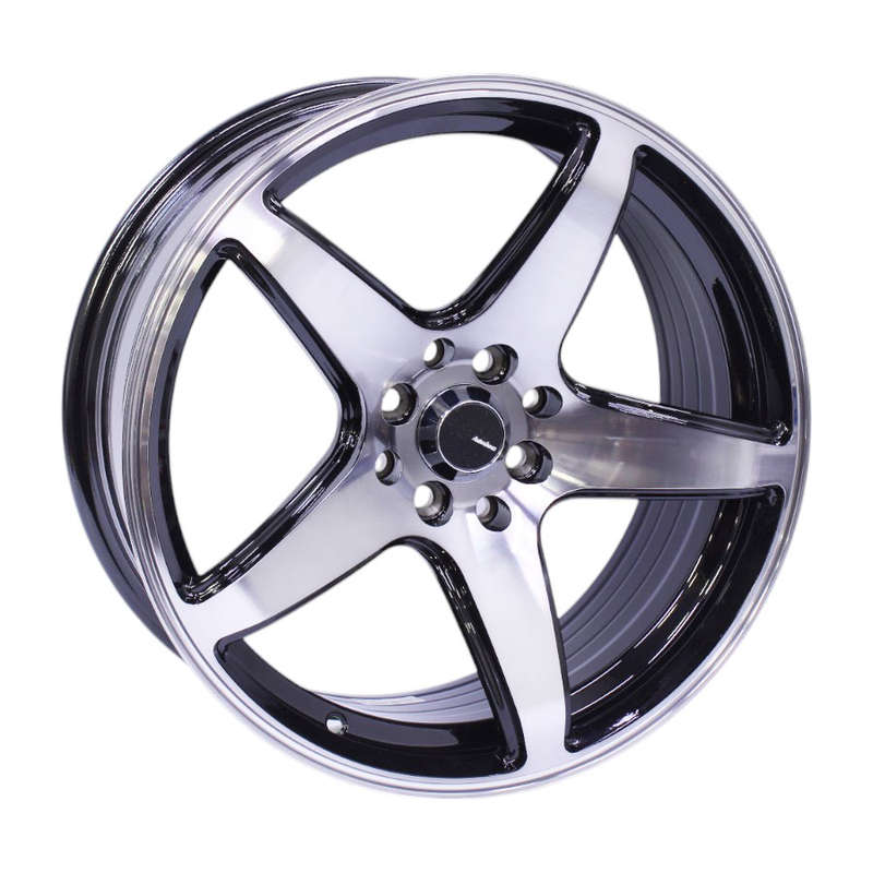 17" YKW AS2 4/100 &amp; 4/114 Black Machine Face Alloy Wheels