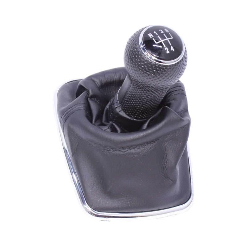 Black with Chrome Trim Gearknob &amp; Boot Set for VW Golf Mk5/6 (5 speed)
