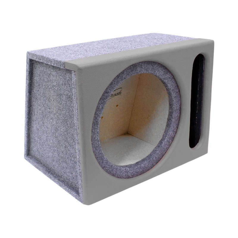 12" Single Subwoofer Enclosure with Vinyl Trim &amp; Slotted Port (Grey)
