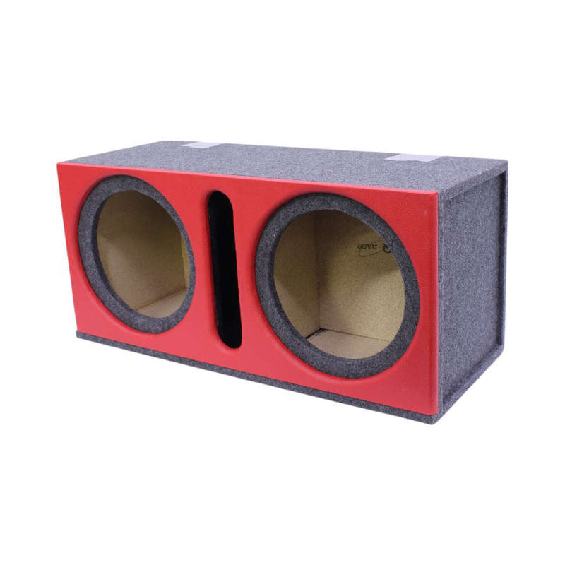 12" Double Subwoofer Enclosure with Vinyl Trim &amp; Slotted Port (Red)
