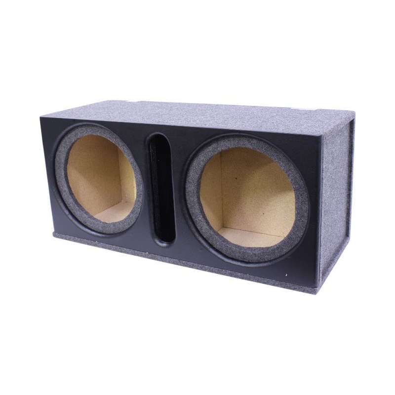 12" Double Subwoofer Enclosure with Vinyl Trim &amp; Slotted Port (Black)