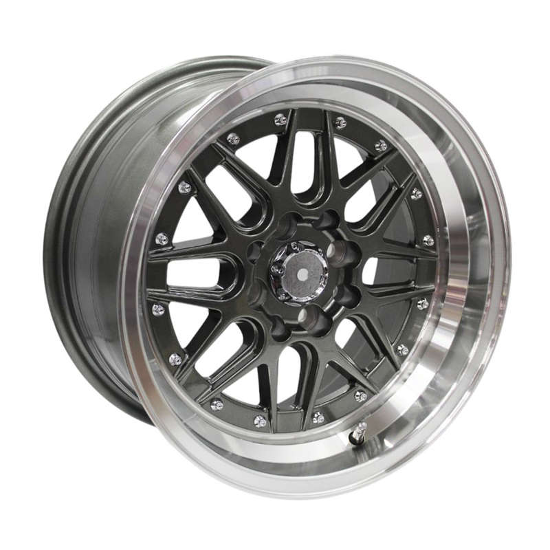 15" MM M7507 4/100 &amp; 4/114 Gunmetal &amp; silver Alloy Wheels