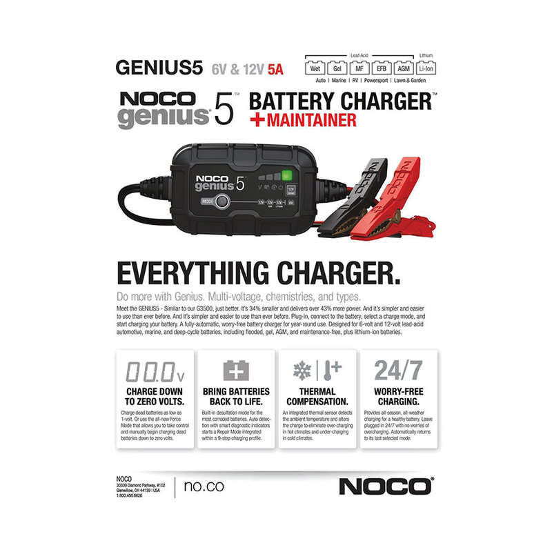 NOCO GENIUS5 6V/12V 5-Amp Smart Battery Charger