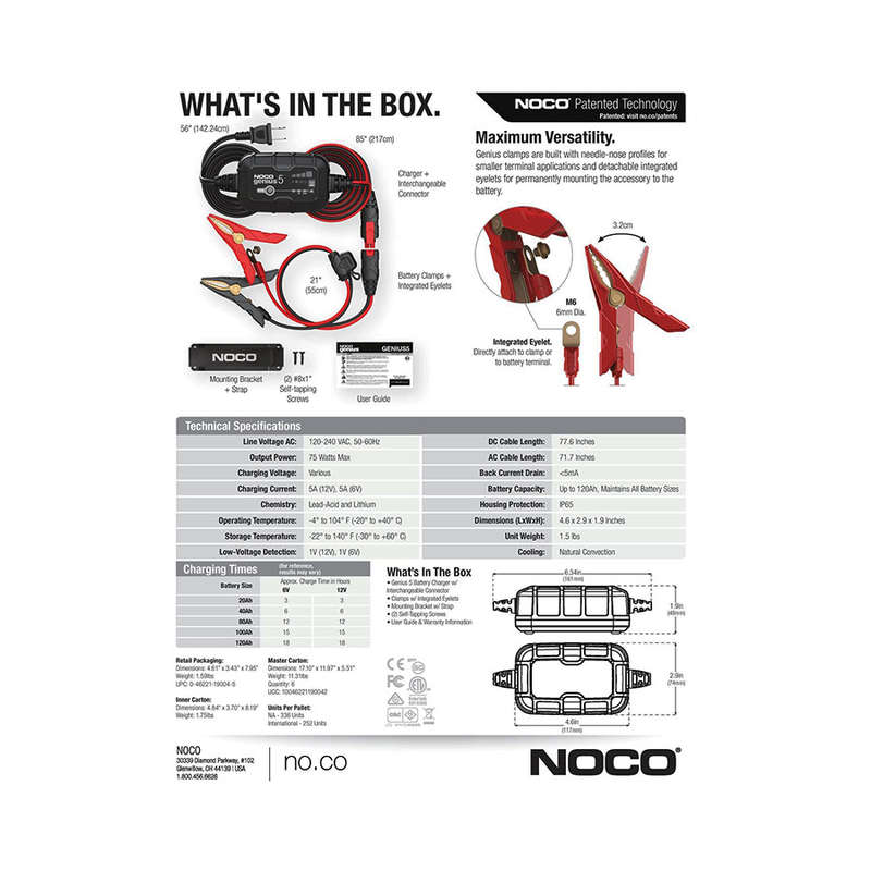 NOCO GENIUS5 6V/12V 5-Amp Smart Battery Charger