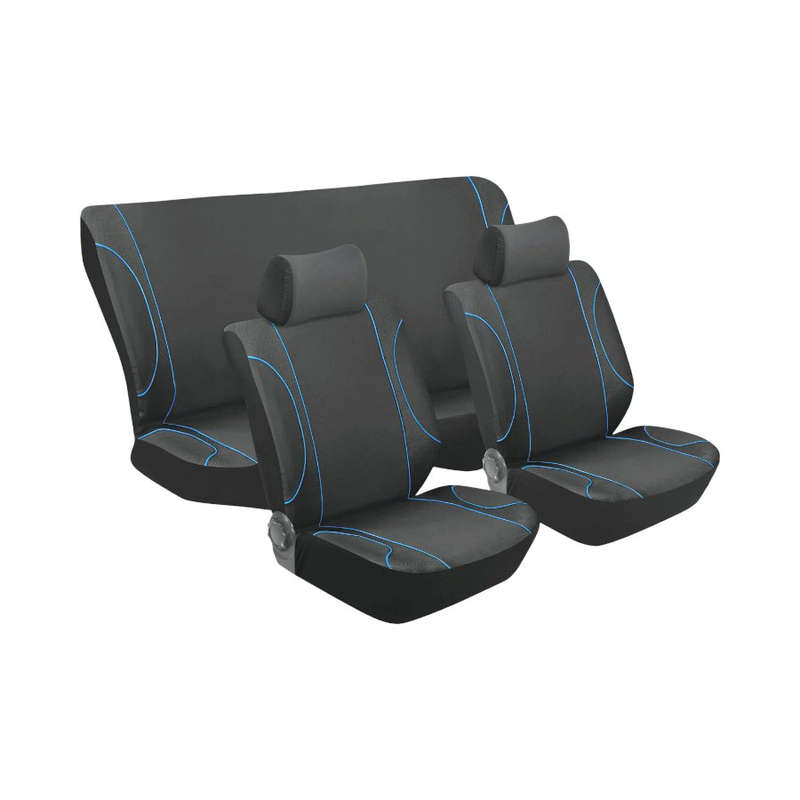 Stingray Monaco Design 6piece Front &amp; Rear Seat Cover set - Black &amp; Blue