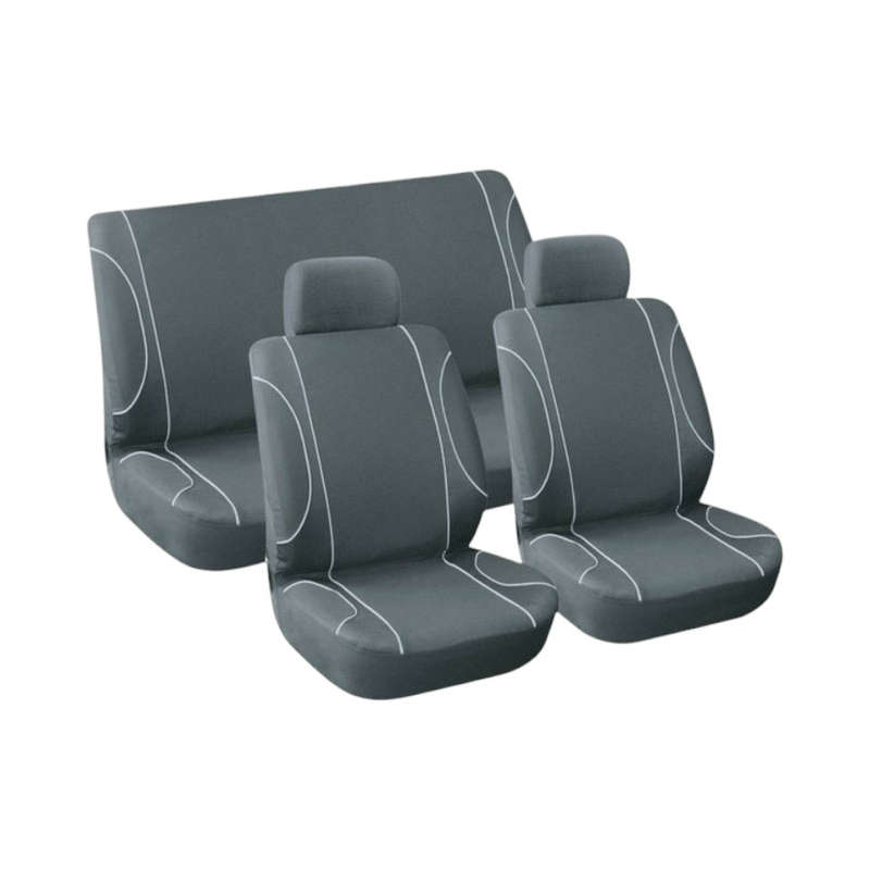Stingray Monaco Design 6piece Front &amp; Rear Seat Cover set - Black &amp; Grey